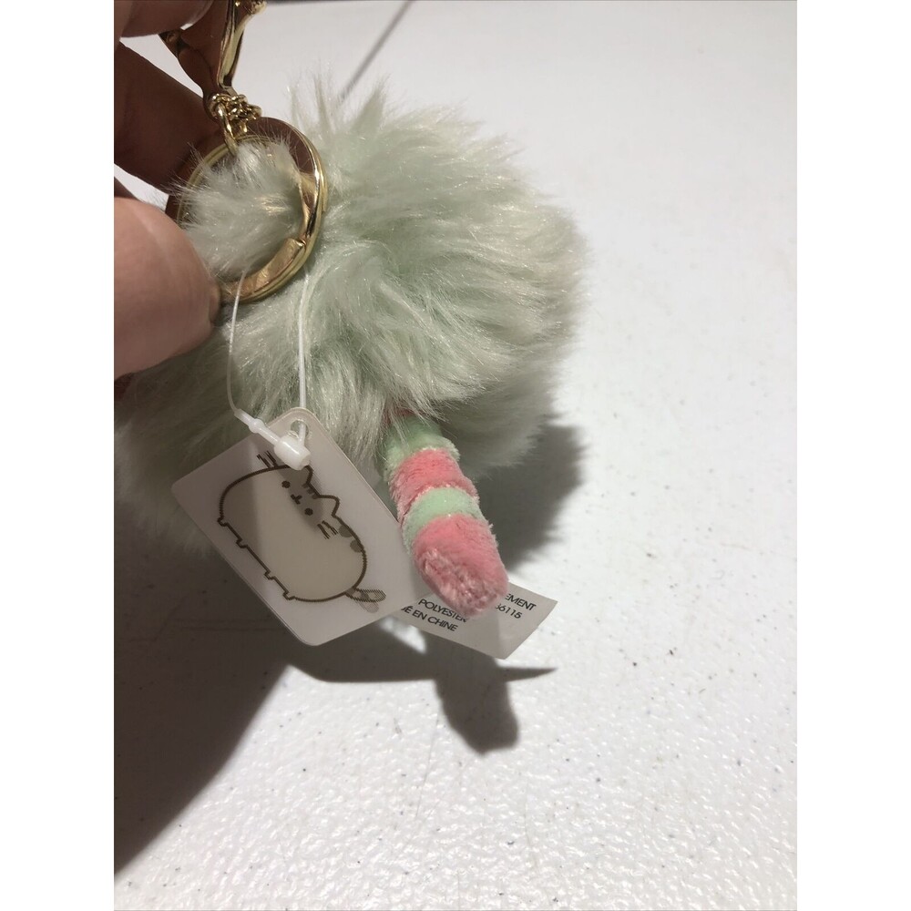 Pusheen Green Pom Pom Plush Keychain Gund - Picture 5 of 6